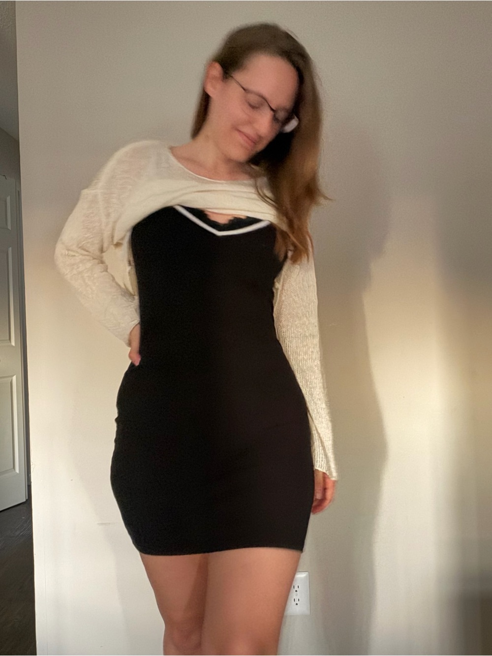 Forever 21 Black Ribbed Cotton Mini Dress White Trim Size M EUC Casual Sporty